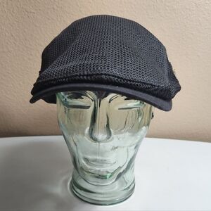 Jamont Mens Black Adjustable Cabbie Newsboy Golf Mesh Flat Cap